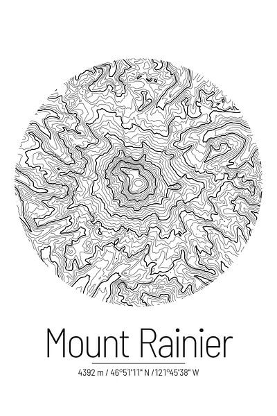 Mount Rainier | Topographic Map (Minimal)	Kilimandscharo | Landkarte Topografie (Minimal) by ViaMapia