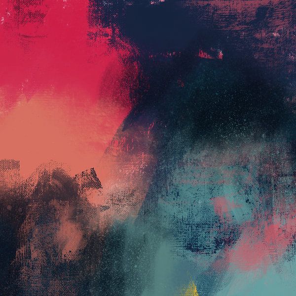 Peinture abstraite : 'Moving pink and blue' (Mouvement rose et bleu) par Studio Allee