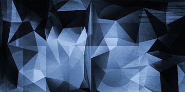 Abstracte geometrie. Driehoeken en cirkels in blauw en zwart. van Dina Dankers