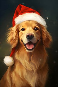 Golden Retriever Christmas Portrait by But First Framing