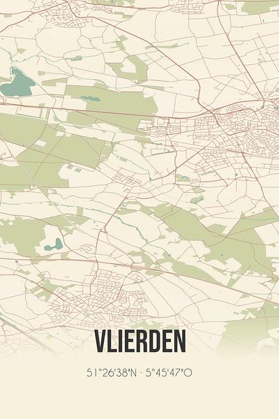 Alte Karte von Vlierden (Nordbrabant) von Ortsdrucke