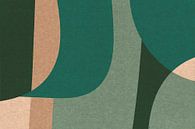 Moderne kunst in retrostijl. Abstracte organische vormen in groen en beige nr. 7 van Dina Dankers thumbnail