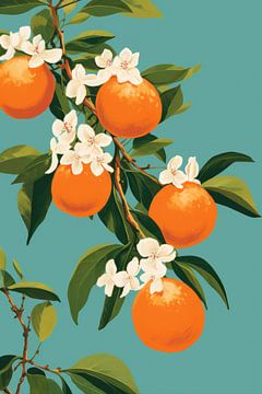 Vintage style oranges by Digitale Schilderijen