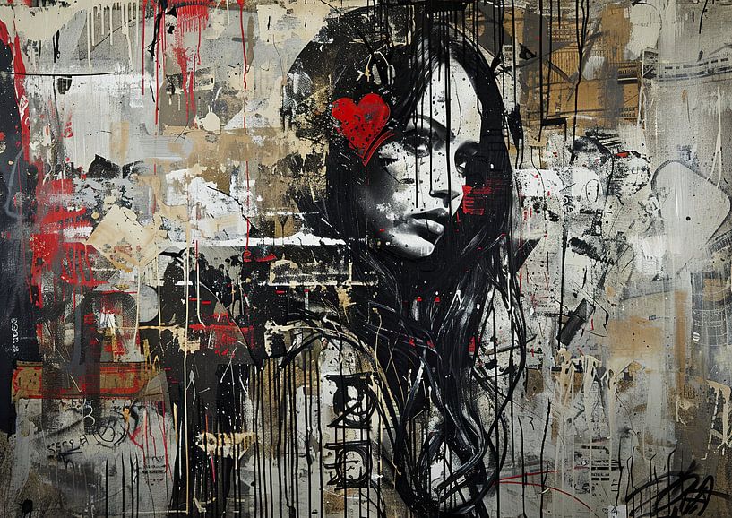 Toile de cœur et de chaos par Peinture Abstraite