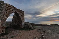 Sonnenuntergang an der Ruine von Schloss Grosnez Jersey