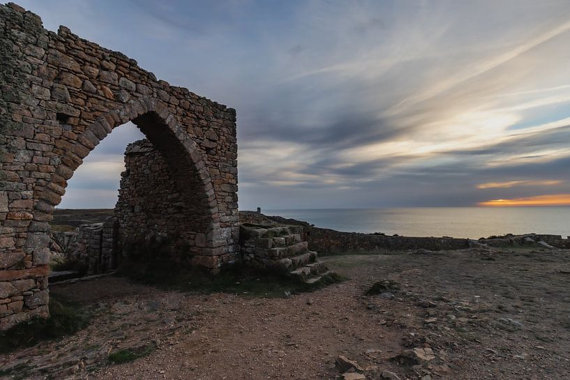 sunset at Grosnez Castle Jersey ruin by Paul Veen