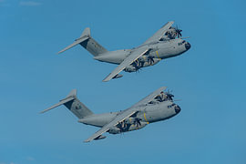 Deux avions de transport malaisiens Airbus A400M.