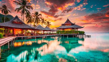 Hotel am Strand mit Meer von Mustafa Kurnaz