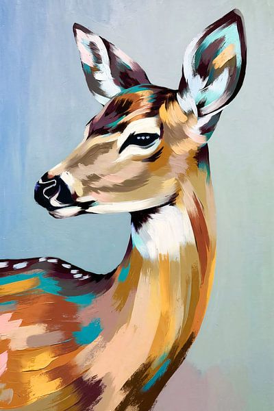 Bunte Hirschmalerei in Pop Art von Art & Soul Creations