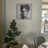 Customer photo: Frida black & white with flower color splash by Bianca ter Riet, on artframe