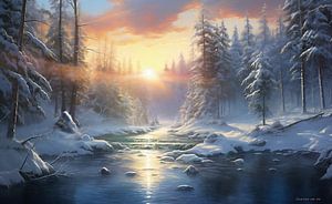 Winterlandschaft zum Sonnenaufgang