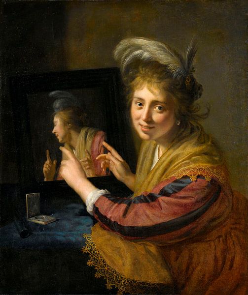 Meisje bij een spiegel, Paulus Moreelse van Meesterlijcke Meesters
