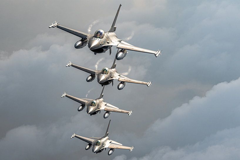 Formation of the Thunder Tigers consisting of 4 General Dynamics F-16 Fighting Falcons. by Jaap van den Berg