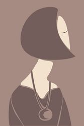 Scandinavische minimalistische muurkunst in aarde tint kleuren, geïnspireerd op het Mid Century Modern-tijdperk