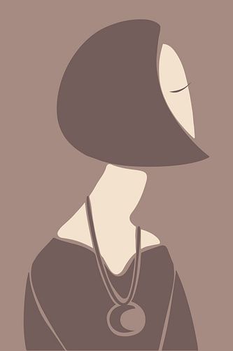 Scandinavische minimalistische muurkunst in aarde tint kleuren, geïnspireerd op het Mid Century Modern-tijdperk