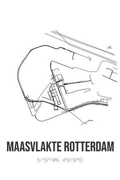 Maasvlakte Rotterdam (Zuid-Holland) | Landkaart | Zwart-wit van MijnStadsPoster