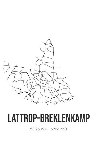 Lattrop-Breklenkamp (Overijssel) | Carte | Noir et blanc par Affiches de lieux