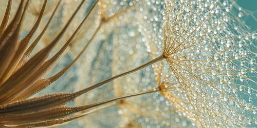 Panorama van een goud gele morgenster (Tragopogon) van Marjolijn van den Berg