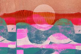 Abstract Minimalist Landscape Painting in warm colors by Dina Dankers