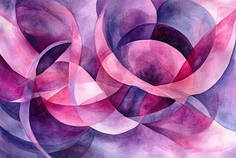 Lila abstrakte Aquarellmalerei von Imperial Art House