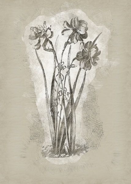 Bloemen in tekenstijl 1 van Ariadna de Raadt-Goldberg