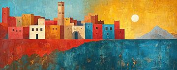 Crimson Dawn van Abstract Schilderij