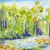 Paysage forestier avec petite rivière sur Karen Kaspar