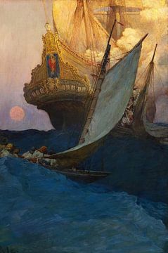 Howard Pyle-Een aanval op een Galleon