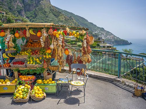 Groente- en fruitverkoop op de Amalfitana