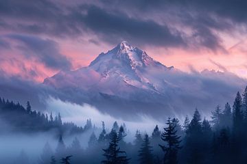 Magische zonsopgang in de bergen van fernlichtsicht