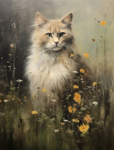 Zachte Kater in Geel Bloemenveld