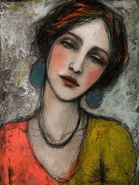 Women's portrait Mount Everest | Woman Earrings by Abstract Painting