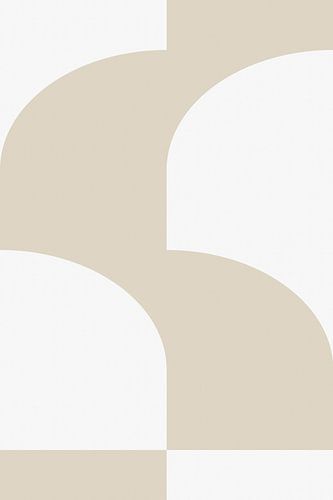 Moderne abstracte minimalistische geometrische vormen in beige en wit 1