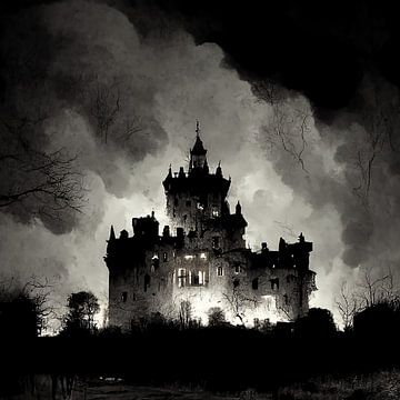 kasteel van de donkere nacht illustratie van Rando Fermando