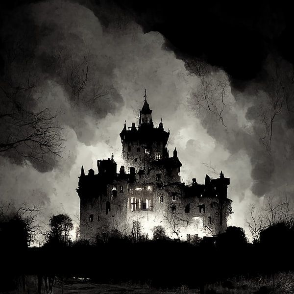 burg der dunklen nacht illustration von Rando Fermando