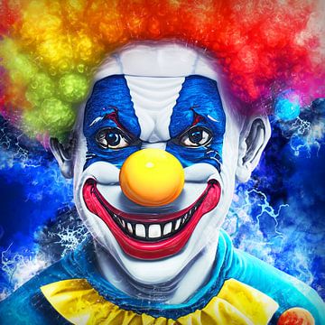 Breed lachende clown (kunst) van Art by Jeronimo