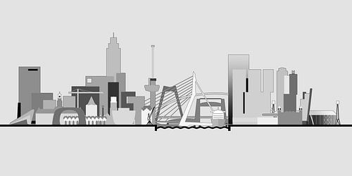 Rotterdam skyline in greyscale