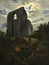 Ruïne Eldena met huisje in het maanlicht, Carl Gustav Carus van Meesterlijcke Meesters thumbnail