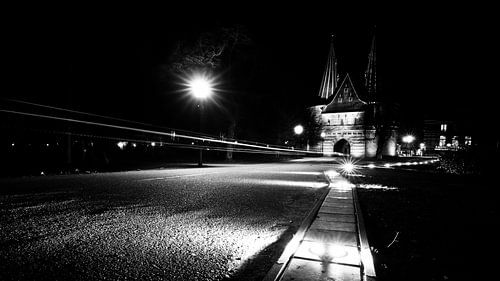 Atmospheric night photo of the old City gate Cellebroederspoort 