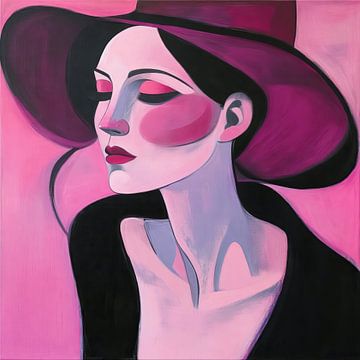 Roze Vrouw | Vrouw met Hoed van De Mooiste Kunst