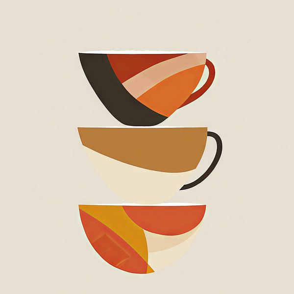 Abstract coffee cups by Poster Art Shop