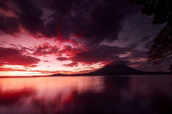 playa mango sunset over a volcanic island