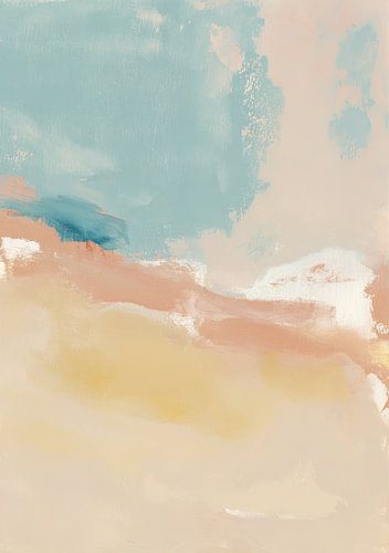 Abstracte kleurlagen: blauw, perzik & beige