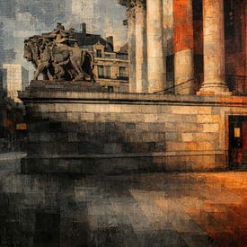 Le bâtiment de la Bourse de Bruxelles sous forme abstraite sur Geert Van Baelen