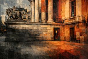 Het Brusselse beursgebouw in abstracte vormen