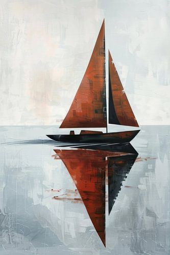 Geometrisch Segeln - Modernes Segelboot Kunstwerk für Segelliebhaber