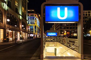 Underground station Stadtmitte Berlin by night by Frank Herrmann