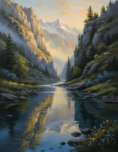 Une rivière cristalline dans une gorge de montagne