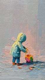Broken Toy Bleeding Color – Surreal Emotional Acrylic Texture Painting Art by Aden Pink Studio