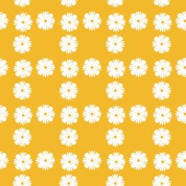 Motif floral abstrait blanc sur fond jaune chaud sur SoftNature Patterns